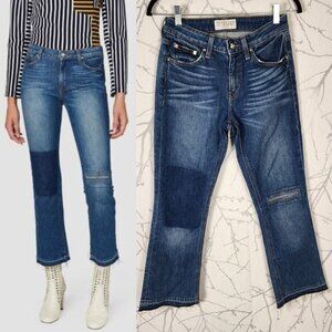 Derek Lam 10 Crosby Patchwork Gia Mid Rise Cropped Flare Jeans